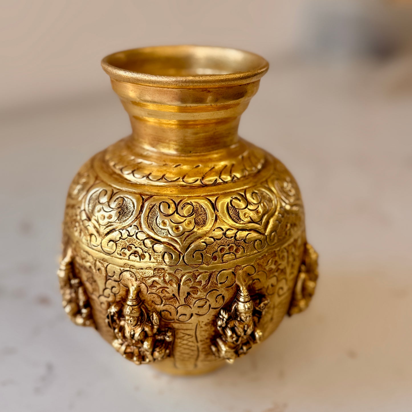Premium Pure Brass Kalash / Lota (Handcrafted & Intricately Detailed)