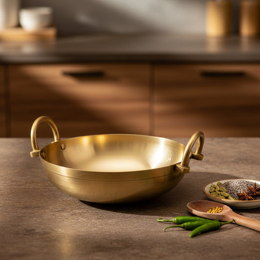 Premium Bronze Kadahi – Traditional Cooking Kadhai with Handles for Indian Cooking