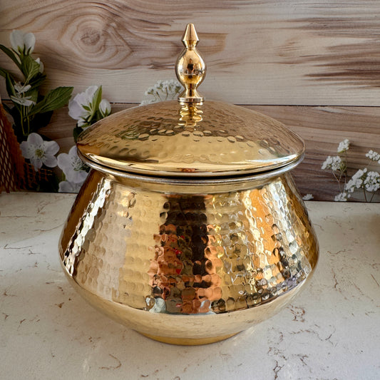 Nayi Naveli Premium Hand-Hammered Brass Biryani Matka Handi with Lid | Traditional Serving Pot for Biryani, Pulao & Curries | Made in India