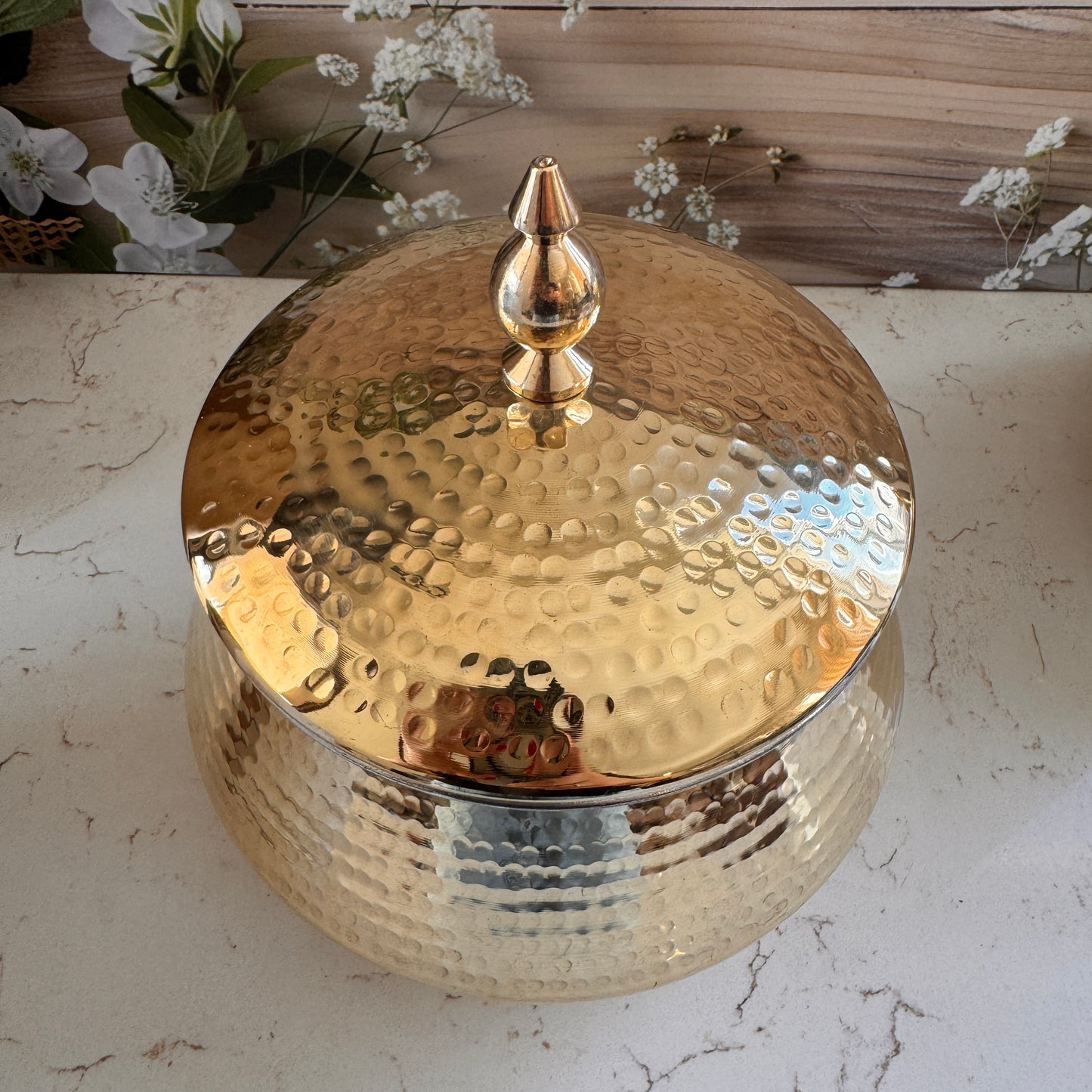Nayi Naveli Premium Hand-Hammered Brass Biryani Matka Handi with Lid | Traditional Serving Pot for Biryani, Pulao & Curries | Made in India