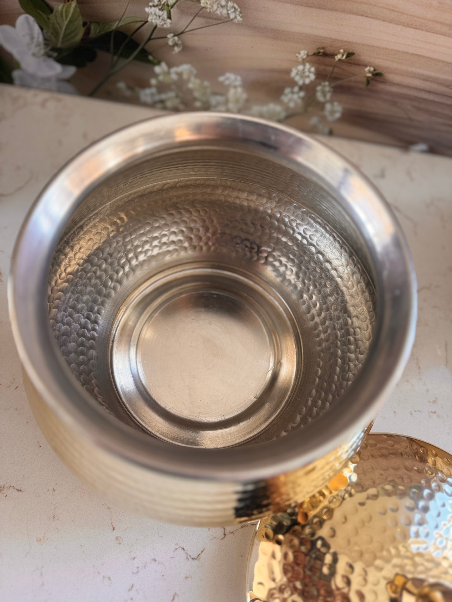 Nayi Naveli Premium Hand-Hammered Brass Biryani Matka Handi with Lid | Traditional Serving Pot for Biryani, Pulao & Curries | Made in India