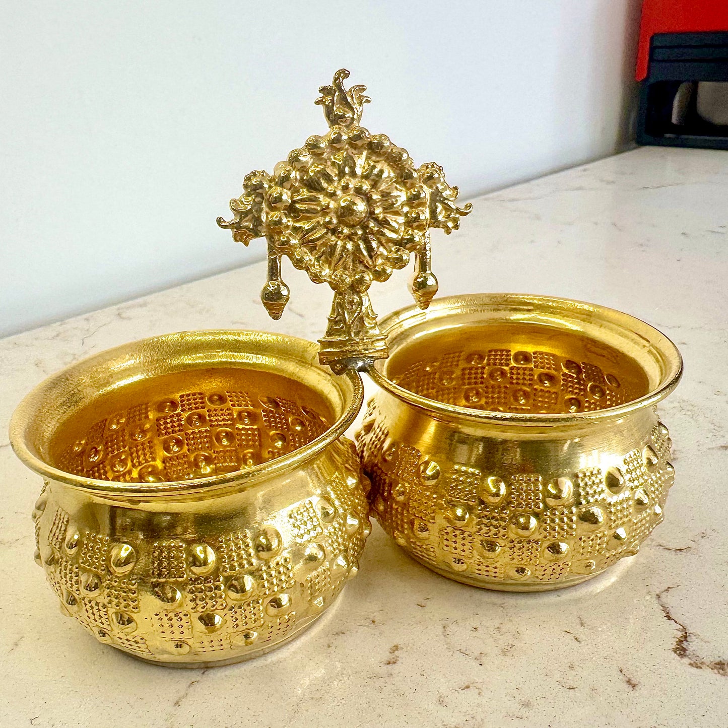 Nayi Naveli Brass Shanku Chakra Chowpala | Traditional Pooja Return Gift for Weddings & Ceremonies