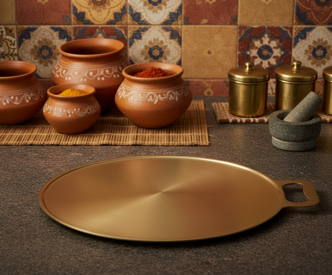 Premium Bronze Dosa Tawa with Handle — Made in India