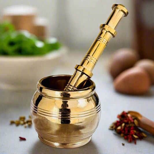 Premium Handcrafted Brass Mortar & Pestle (Kutni)