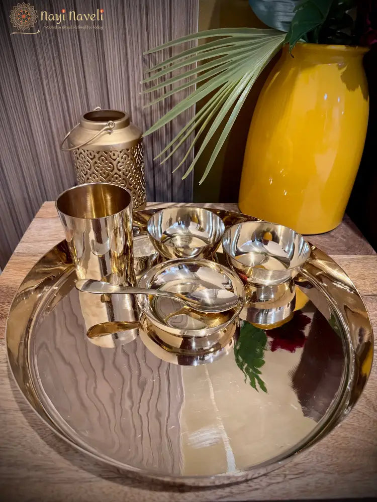 Bronze Thali Set – 6 Pieces Glossy